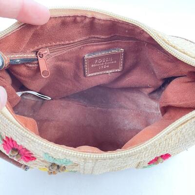 VINTAGE FOSSIL EMBROIDERED WOVEN HANDBAG