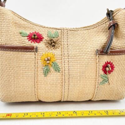 VINTAGE FOSSIL EMBROIDERED WOVEN HANDBAG