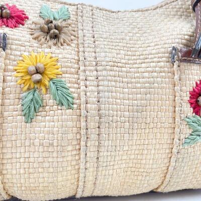 VINTAGE FOSSIL EMBROIDERED WOVEN HANDBAG