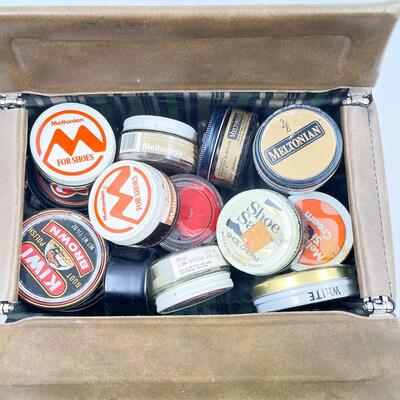 SHOE POLISHES IN VINYL BOX LOT