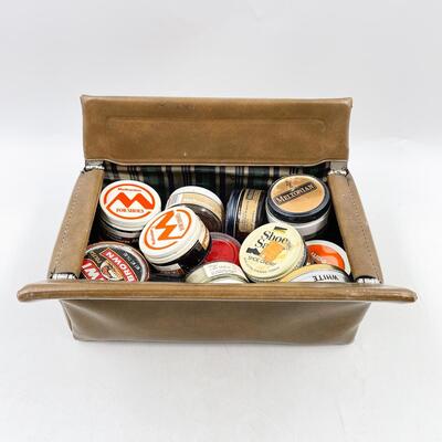 SHOE POLISHES IN VINYL BOX LOT