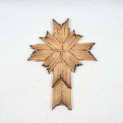 11â€ BURNT MATCH CROSS DECOR