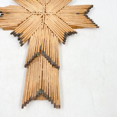 11â€ BURNT MATCH CROSS DECOR