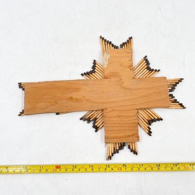 11â€ BURNT MATCH CROSS DECOR