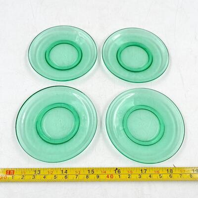 VINTAGE MINI GREEN GLASS DISHES SET