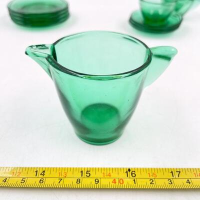 VINTAGE MINI GREEN GLASS DISHES SET