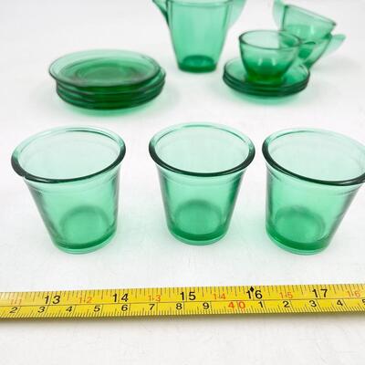 VINTAGE MINI GREEN GLASS DISHES SET