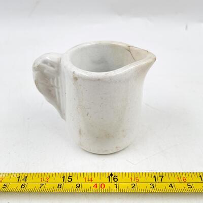 VINTAGE 2â€ WHITE CERAMIC PITCHER