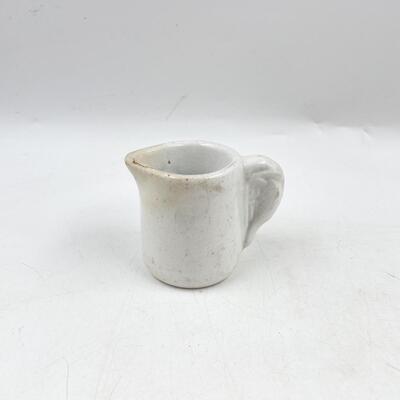 VINTAGE 2â€ WHITE CERAMIC PITCHER