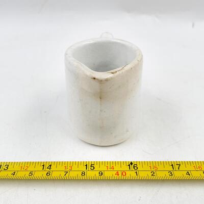 VINTAGE 2â€ WHITE CERAMIC PITCHER