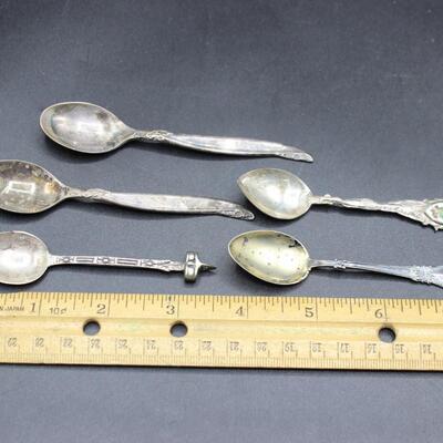 Vintage Lot of Small Sterling Silver & Metal Tea Sugar Spoons