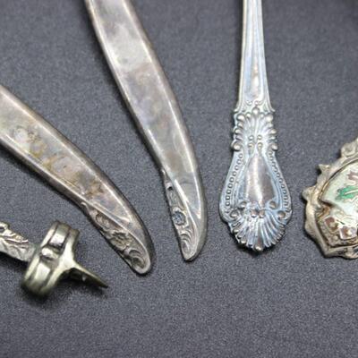 Vintage Lot of Small Sterling Silver & Metal Tea Sugar Spoons