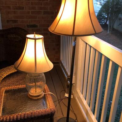 Floor Lamp and Table Lamp w/Bell Shades