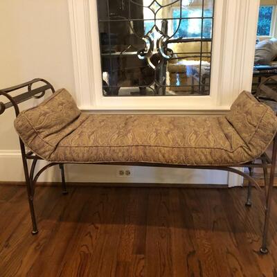 Metal Scroll Bench with Cushion - Item Must be Scheduled for Pickup.