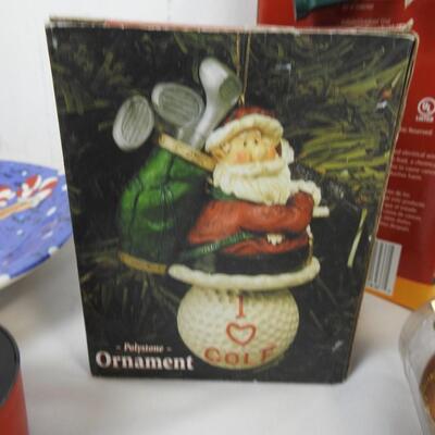 18+ Christmas: Orniments, Lights, Reindeer Plate, Small Tree, Mug, Golfing Santa