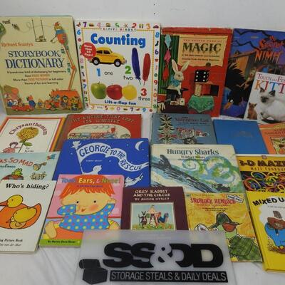 19 Kids Books: Story Dictionary, Sherlock Hemlock, Who's Hiding, Some Vintage