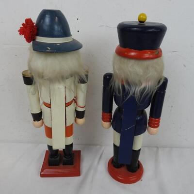 Two Wooden Nutcrackers 13 (1/2) Inches Tall