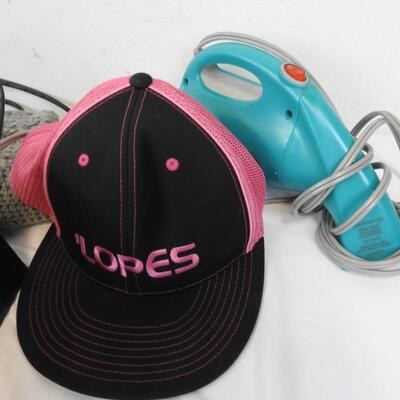 10+ Personal Care Items: Hairclips, Electric Fan, Hat, Alarm Clock, Steamer