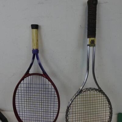 2 Tennis Racquets, Table Tennis Paddles & Balls, 4 Badminton Racquets