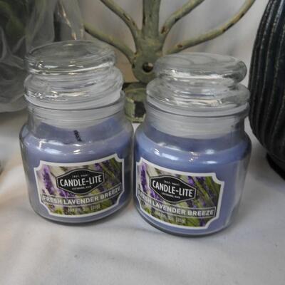 11 pc Decor: Blue Lamp, Candle Lite: Fresh Lavender Breeze, Photo Album