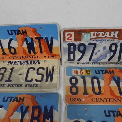 16 Utah and Nevada License Plates - Outdated