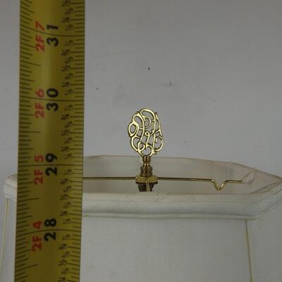 Large Brass Table Lamp with White/Cream Shade - Works