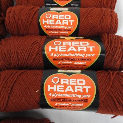 11 Skeins Red Heart Yarn, Dark Orange Rust Color 