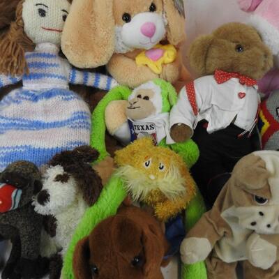 15 pc Stuffed Animal Toys: Babar Elephant, Soccer Beanie Baby, Lorax