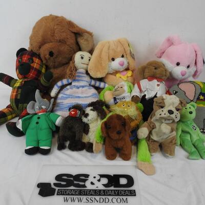 15 pc Stuffed Animal Toys: Babar Elephant, Soccer Beanie Baby, Lorax