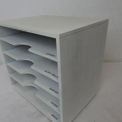 5 Slot White Wood Paper Organizer