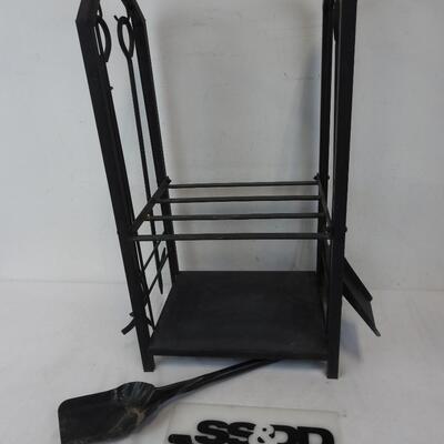 Uniflame Fireplace Caddy Set: Black Wraught Iron Tool Set