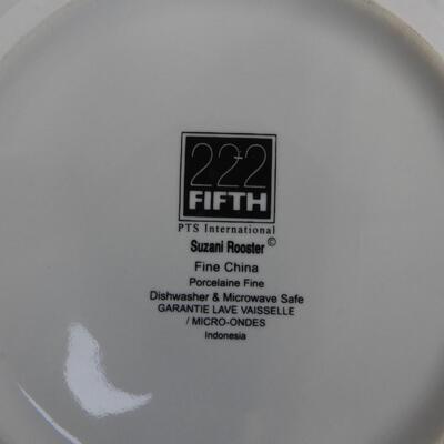 Kitchen Lot: 222 Fifth Suzani Rooster Fine China x 11, 2 Calphalon Skillets
