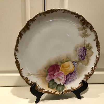 4 Pieces - Ceramic Basket  Weave Dish w/Lid, Radish Pitcher, 2 Floral Plates