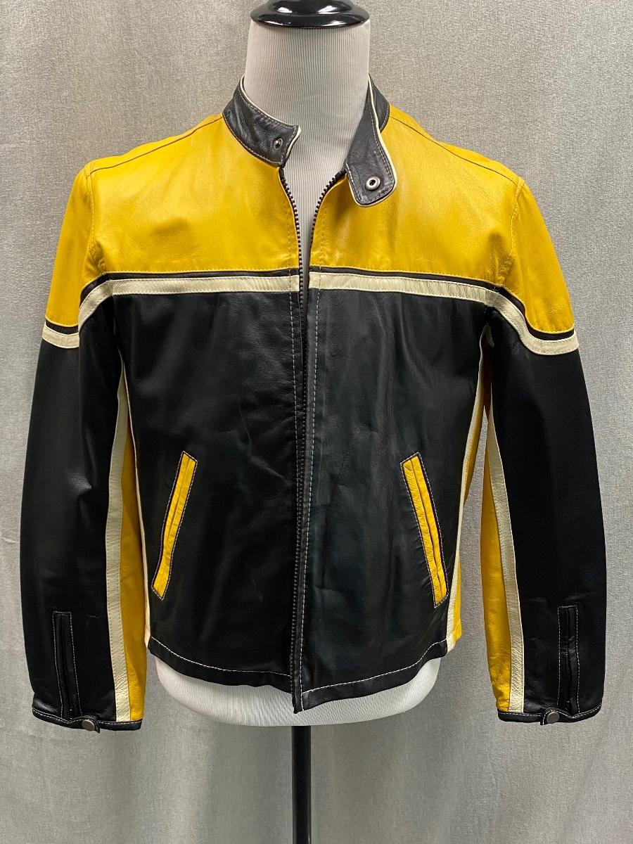 Wilsons Leather M. Julian Yellow & Black Moto Motorcycle Jacket Medium |  EstateSales.org