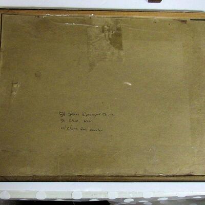 Nice Vintage Oak Church Kneeler and Picture of the Church Where It Came From in Minnesota