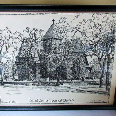 Nice Vintage Oak Church Kneeler and Picture of the Church Where It Came From in Minnesota