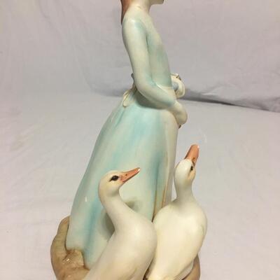 VINTAGE RON MOLDS FIGURINE  statue sculpture geese goose  lady
