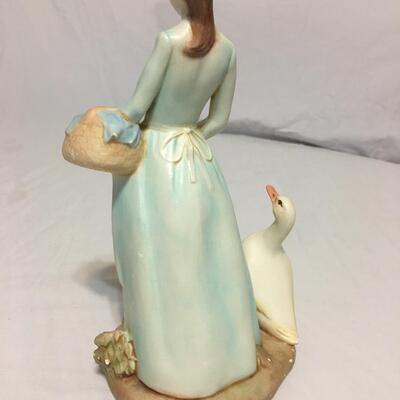 VINTAGE RON MOLDS FIGURINE  statue sculpture geese goose  lady