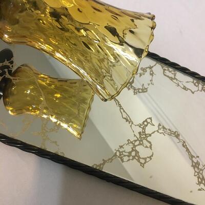 Vintage Gold mirror Amber sconce