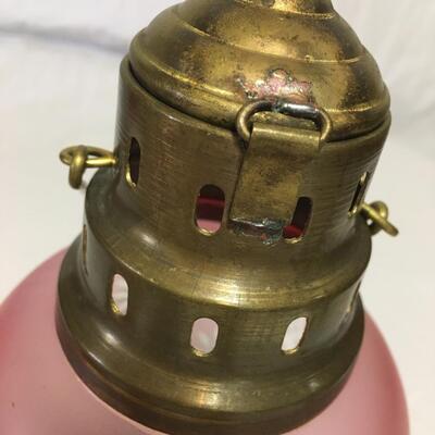 Pink starburst glass and brass lantern