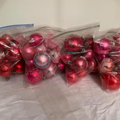 ST VINTAGE BULK RED AND PINK ORNAMENTS