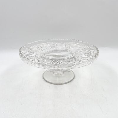 VINTAGE CUT GLASS 9â€ CAKE STAND