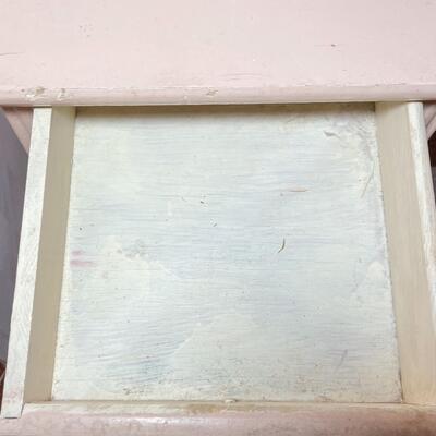 GRAY-PINK WOODEN SIDE TABLE W/DRAWER
