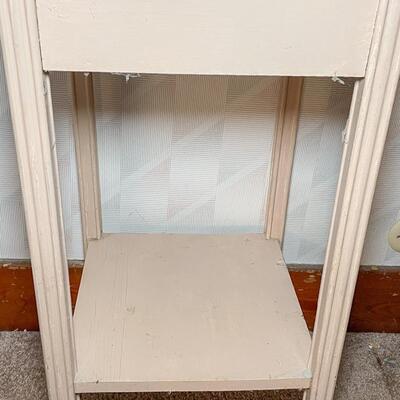 GRAY-PINK WOODEN SIDE TABLE W/DRAWER