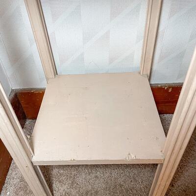 GRAY-PINK WOODEN SIDE TABLE W/DRAWER