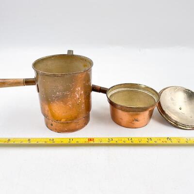 VINTAGE JAPAN 4.5â€ COPPER DOUBLE BOILER