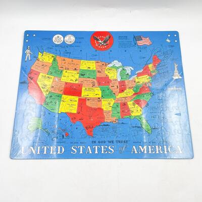 *SEALED* 1988 16â€X 20â€ UNITED STATES OF AMERICA MAP PUZZLE