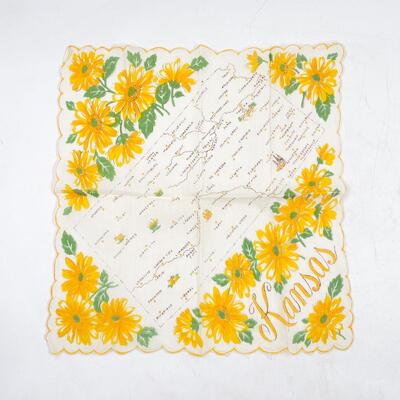 KANSAS MAP & SUNFLOWER HANDKERCHIEF