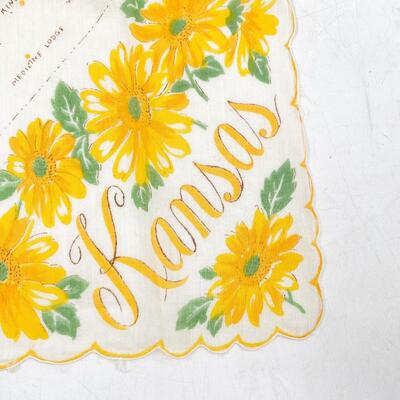 KANSAS MAP & SUNFLOWER HANDKERCHIEF