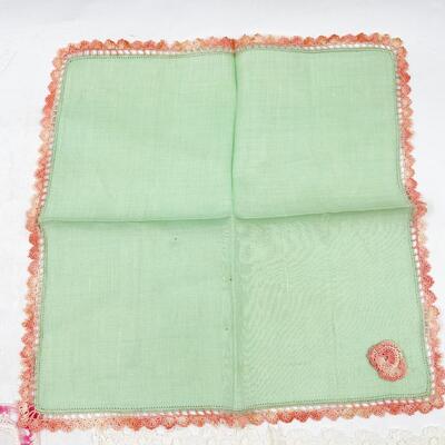 VINTAGE CROCHETED EDGE HANDKERCHIEFS